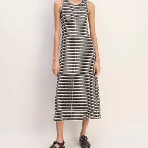 EVERLANE the rib knit A line tank dress NWT size large bone black white